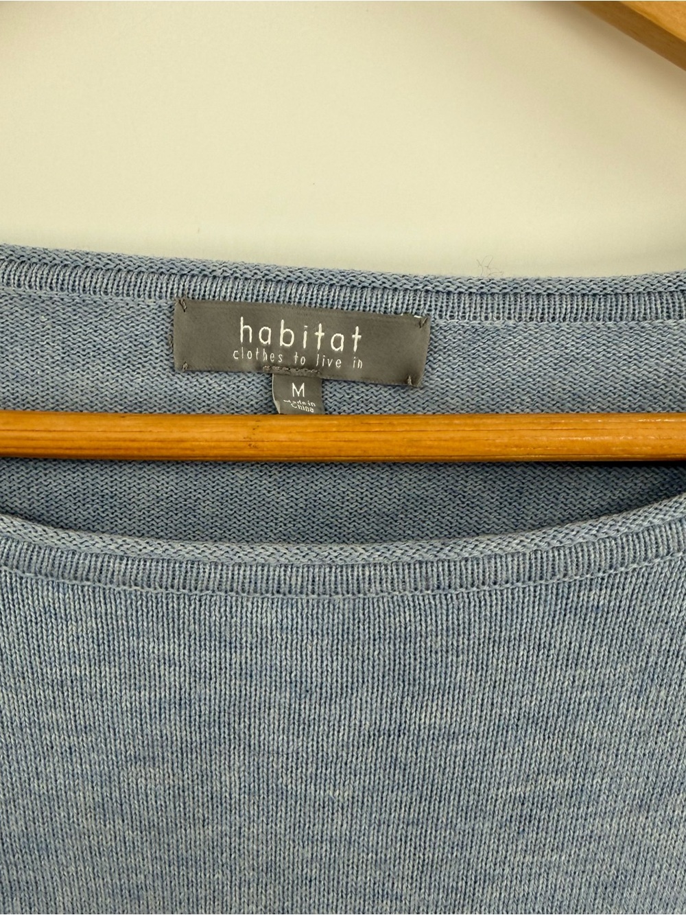 Habitat Sweater Women M Blue Cotton Boat Neck Pocket Coastal Cottage Art-to-wear - Picture 5 of 8